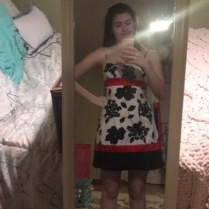 Red, black and white dress